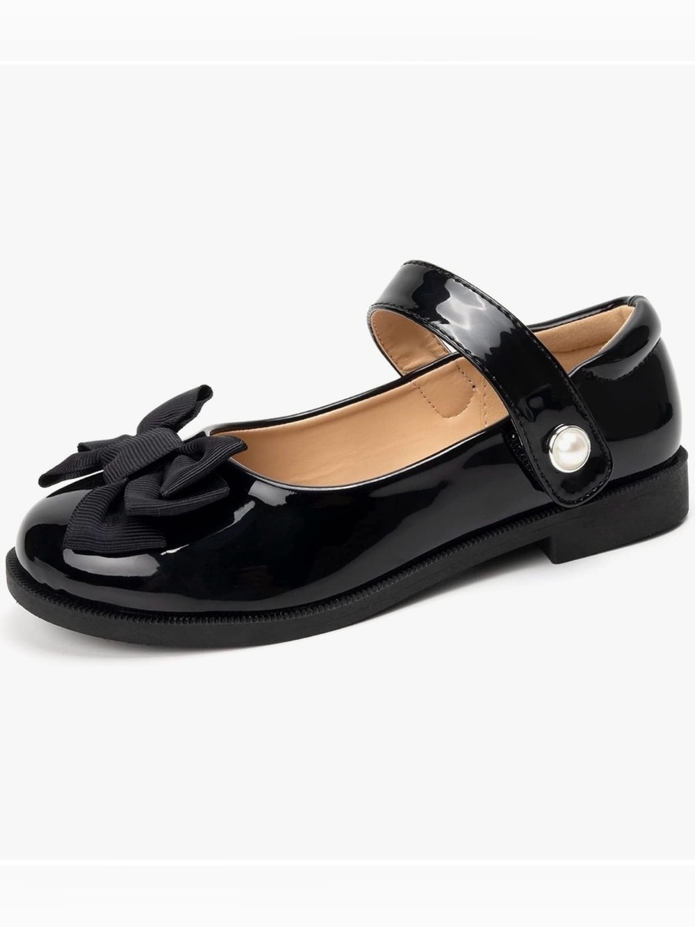 Girls Black Patent Mary Jane Shoes with Bow